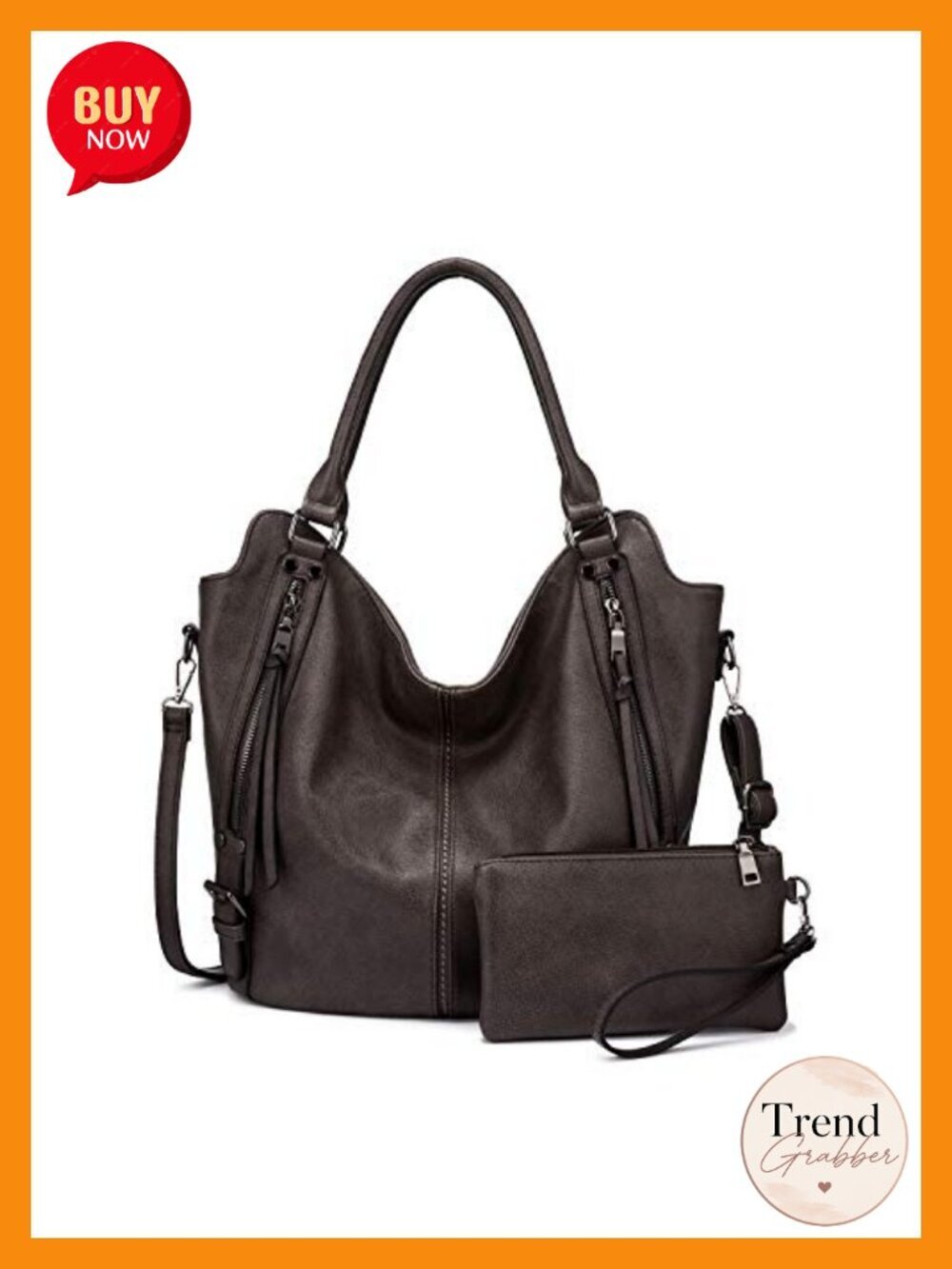 PU Leather Hobo Tote Bag Large Adjustable Shoulder Strap